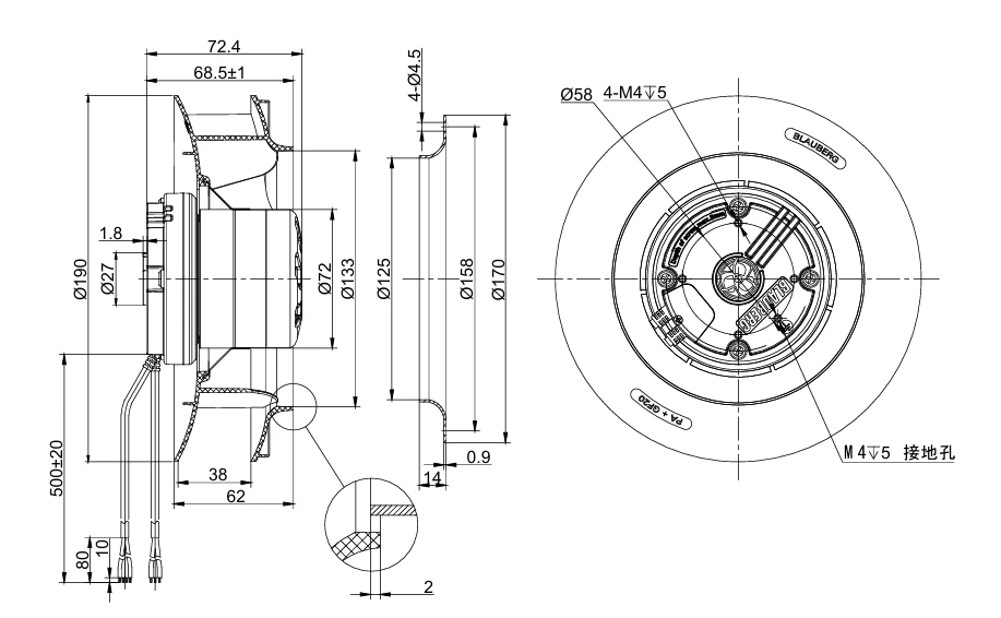 product-1-1 BN-B190B-EC-01 overall dimensions